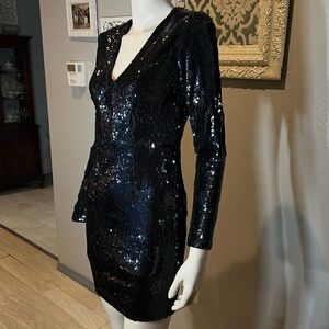 Dress The Population Black Holographic Sequin Dress